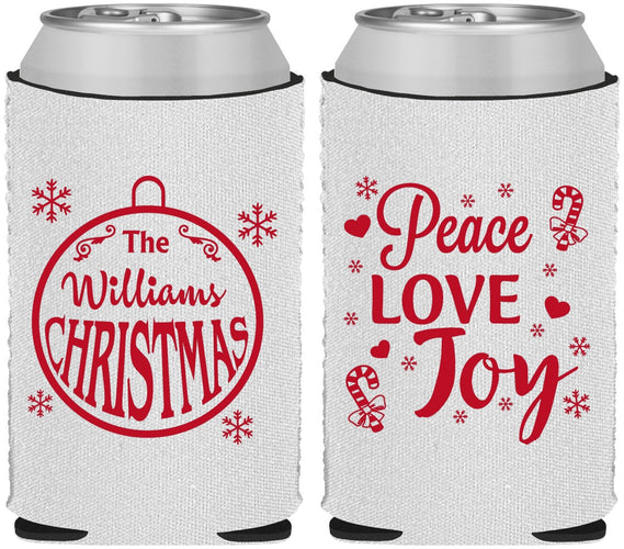 Custom Christmas Neoprene Can Coolers - Peace Joy Love | 280094