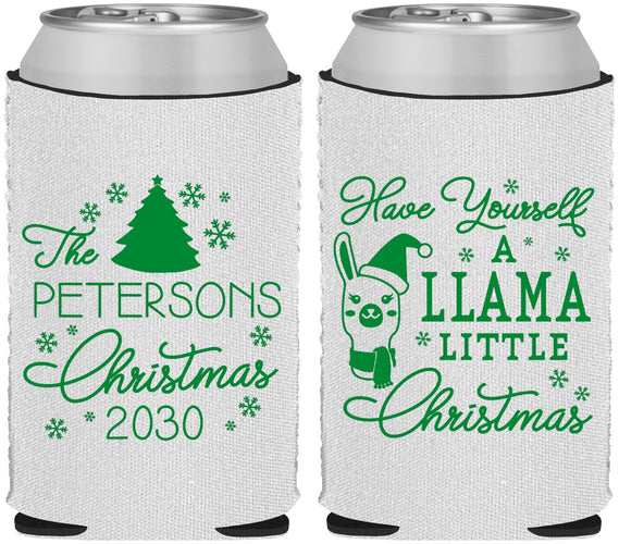 Custom Christmas Neoprene Can Coolers - Llama | 280095