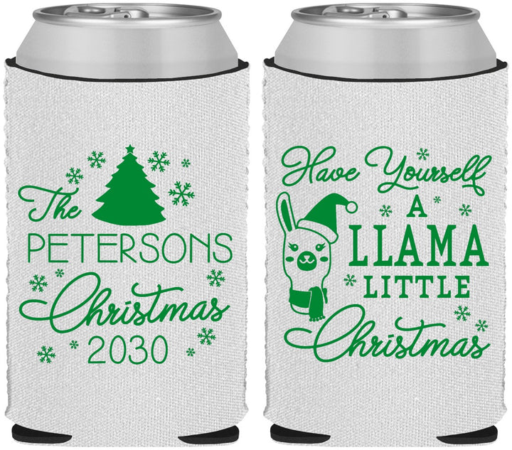 Custom Christmas Neoprene Can Coolers - Llama | 280095