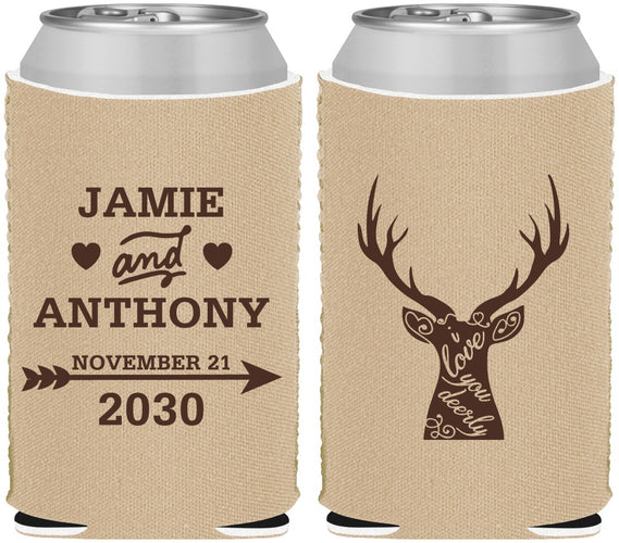 Custom Wedding Neoprene Can Coolers - Deer | 282