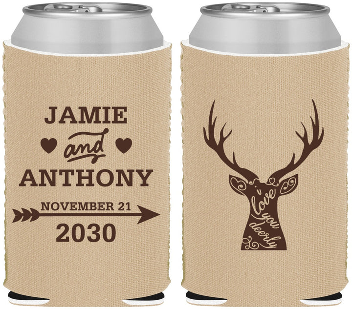 Custom Wedding Neoprene Can Coolers - Deer | 282