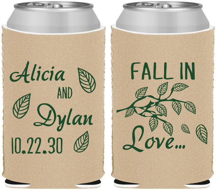 Custom Wedding Neoprene Can Coolers - Fall In Love | 283