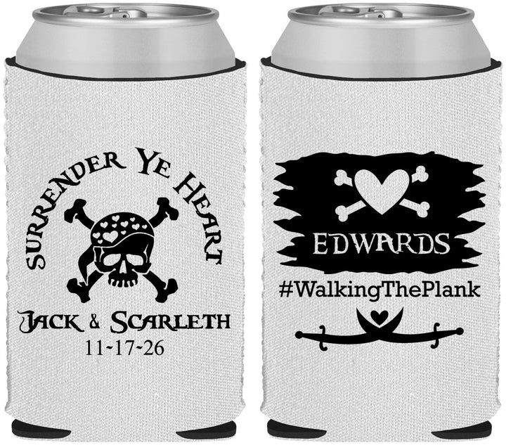 Custom Wedding Neoprene Can Coolers - Pirate | 286