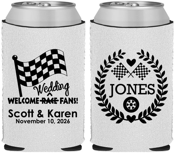 Custom Wedding Neoprene Can Coolers - Racing | 289