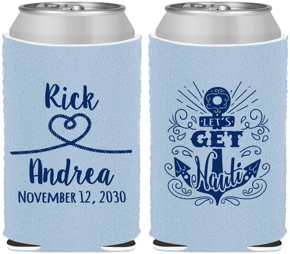 Custom Wedding Neoprene Can Coolers - Lets Get Nauti | 292