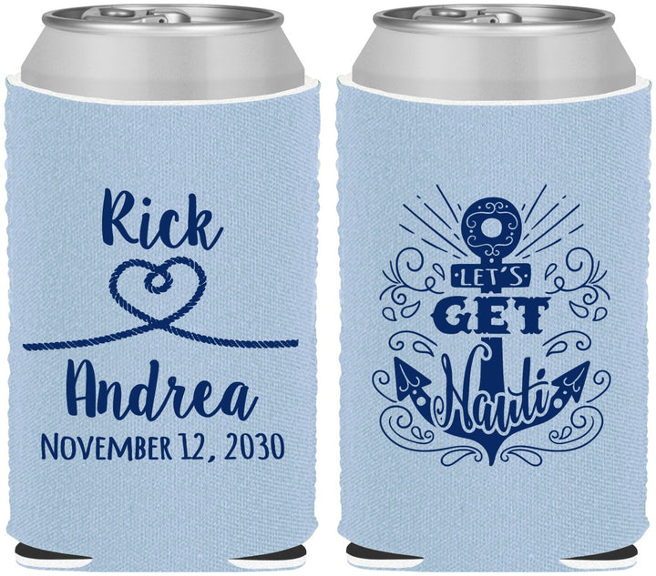 Custom Wedding Neoprene Can Coolers - Lets Get Nauti | 292