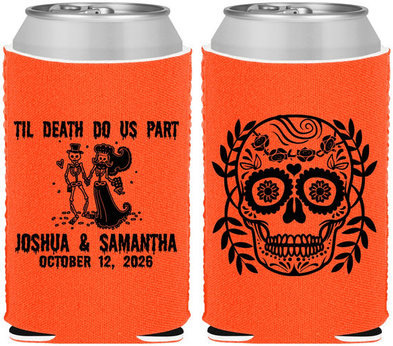 Custom Wedding Neoprene Can Coolers - Til Death Do Us Part | 297