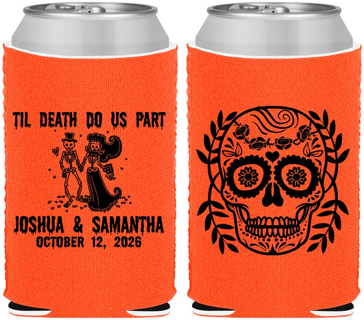 Custom Wedding Neoprene Can Coolers - Til Death Do Us Part | 297