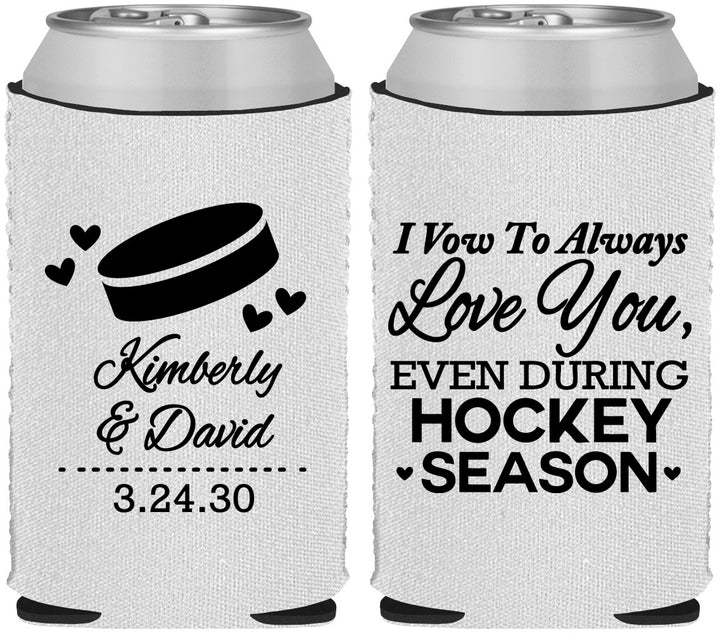 Custom Wedding Neoprene Can Coolers - Hockey | 300