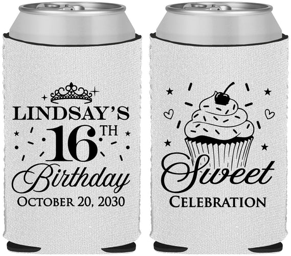 Custom 16th Birthday Neoprene Can Coolers - Cupcake | 300000