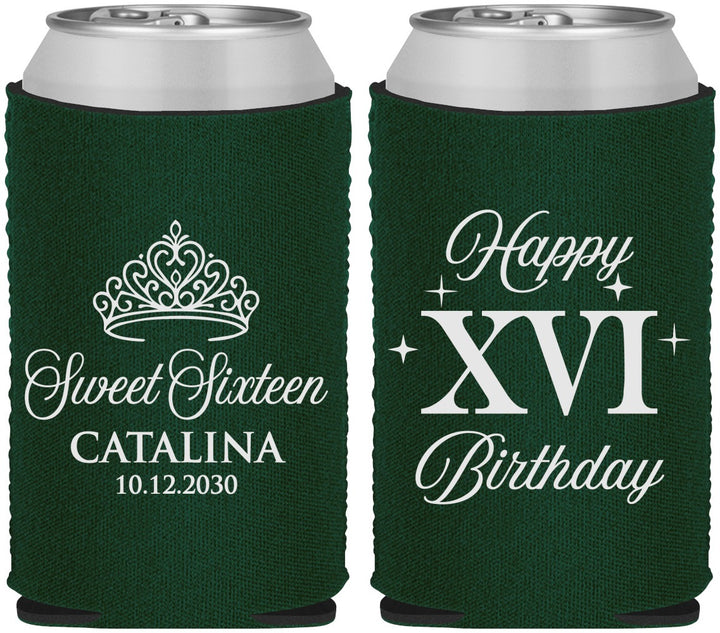 Custom 16th Birthday Neoprene Can Coolers - Tiara | 300002