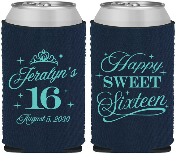 Custom 16th Birthday Neoprene Can Coolers - Tiara | 300004