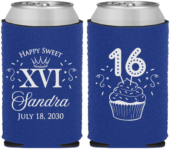 Custom 16th Birthday Neoprene Can Coolers - Cupcake | 300007