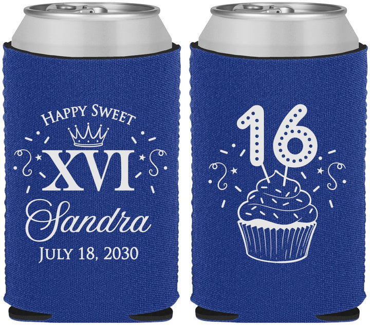Custom 16th Birthday Neoprene Can Coolers - Cupcake | 300007