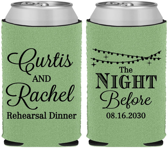 Custom Rehearsal Dinner Neoprene Can Coolers - The Night Before | 30006