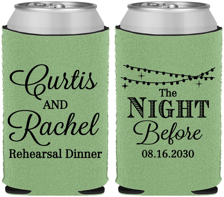 Custom Rehearsal Dinner Neoprene Can Coolers - The Night Before | 30006
