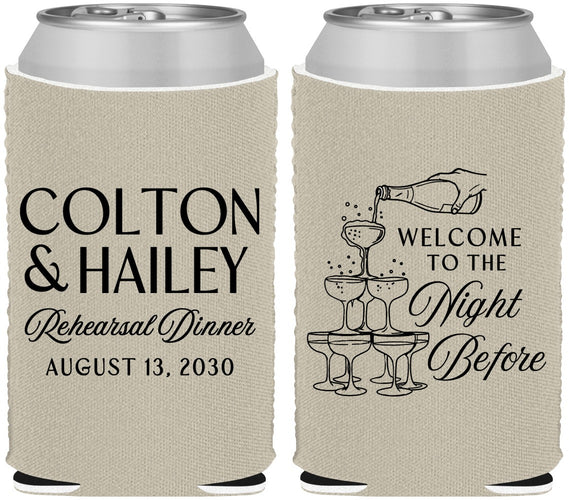 Custom Rehearsal Dinner Neoprene Can Coolers - The Night Before | 30007