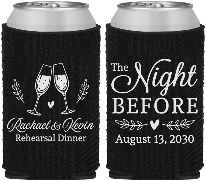 Custom Rehearsal Dinner Neoprene Can Coolers - The Night Before | 30008