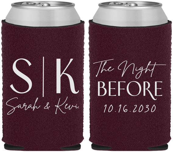 Custom Rehearsal Dinner Neoprene Can Coolers - The Night Before | 30009