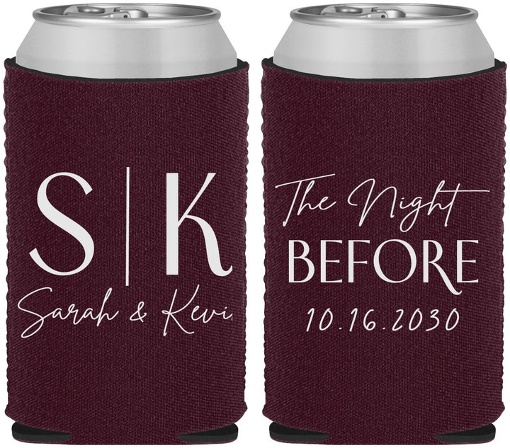 Custom Rehearsal Dinner Neoprene Can Coolers - The Night Before | 30009