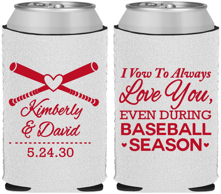 Custom Wedding Neoprene Can Coolers - Baseball | 301