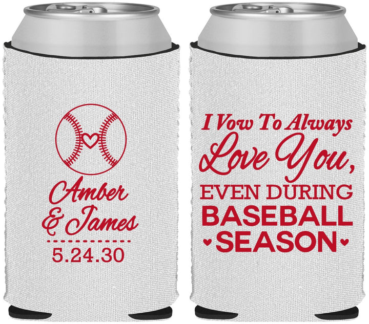 Custom Wedding Neoprene Can Coolers - Baseball | 303