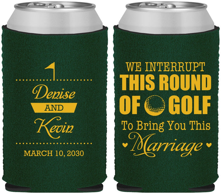 Custom Wedding Neoprene Can Coolers - We Interrupt Golf | 309