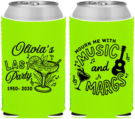 Custom Memorial Neoprene Can Coolers - Mourn Me With Music | 310012