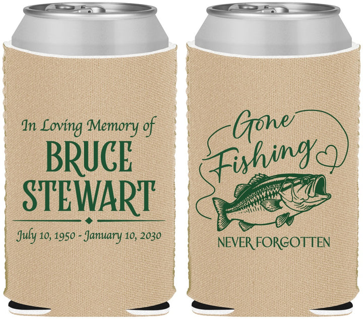 Custom Memorial Neoprene Can Coolers - Gone Fishing | 310023