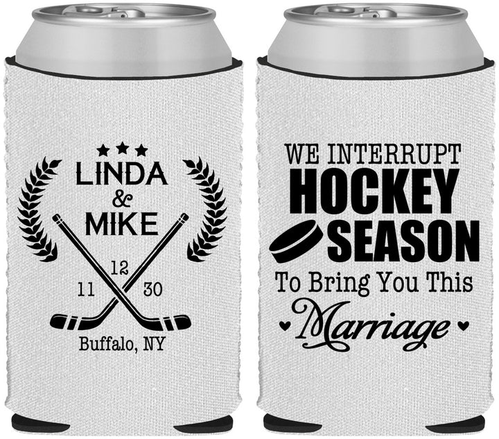 Custom Wedding Neoprene Can Coolers - We Interrupt Hockey | 312