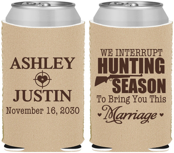 Custom Wedding Neoprene Can Coolers - We Interrupt Hunting | 316