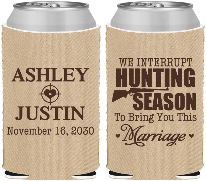 Custom Wedding Neoprene Can Coolers - We Interrupt Hunting | 316