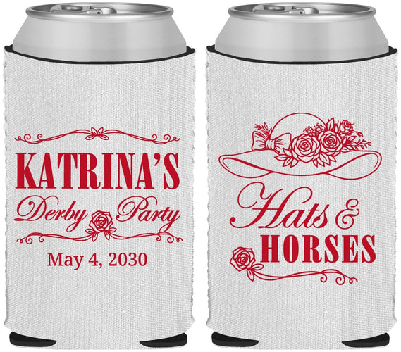 Custom Derby Day Neoprene Can Coolers - Hats And Horses | 320005
