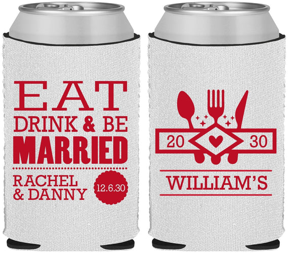 Custom Wedding Neoprene Can Coolers - Eat Drink Be Married | 324