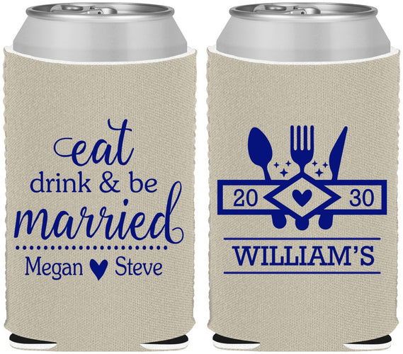 Custom Wedding Neoprene Can Coolers - Eat Drink Be Married | 327
