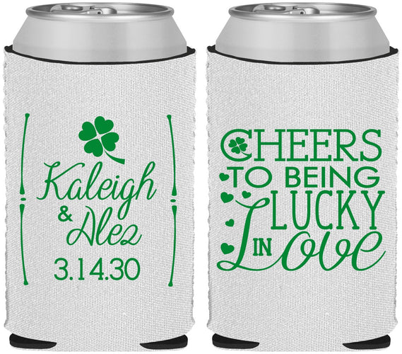 Custom Wedding Neoprene Can Coolers - Lucky In Love | 328