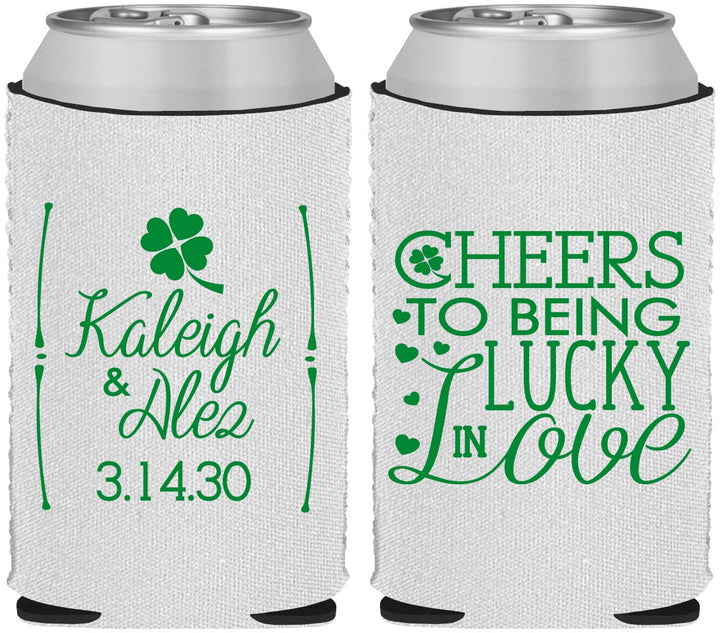 Custom Wedding Neoprene Can Coolers - Lucky In Love | 328