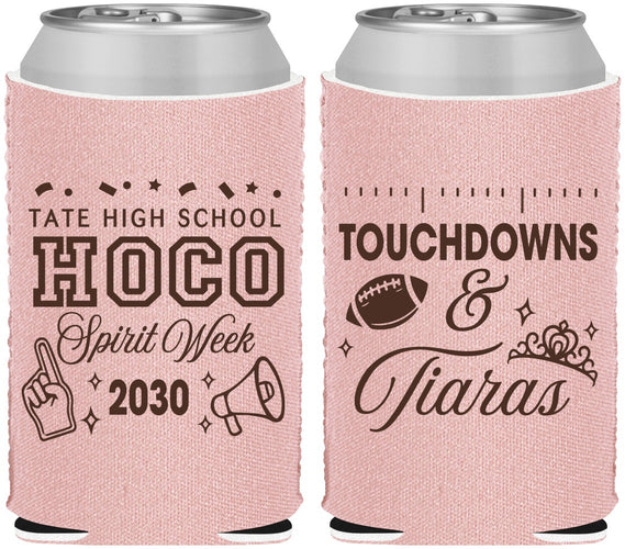Custom Homecoming Neoprene Can Coolers - Touchdowns And Tiaras | 330010