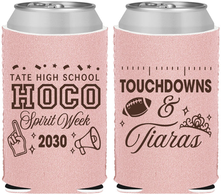 Custom Homecoming Neoprene Can Coolers - Touchdowns And Tiaras | 330010