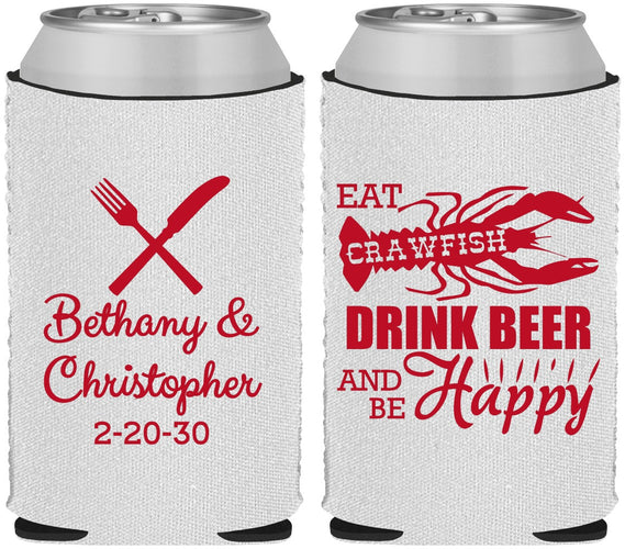 Custom Wedding Neoprene Can Coolers - Crawfish Boil | 332
