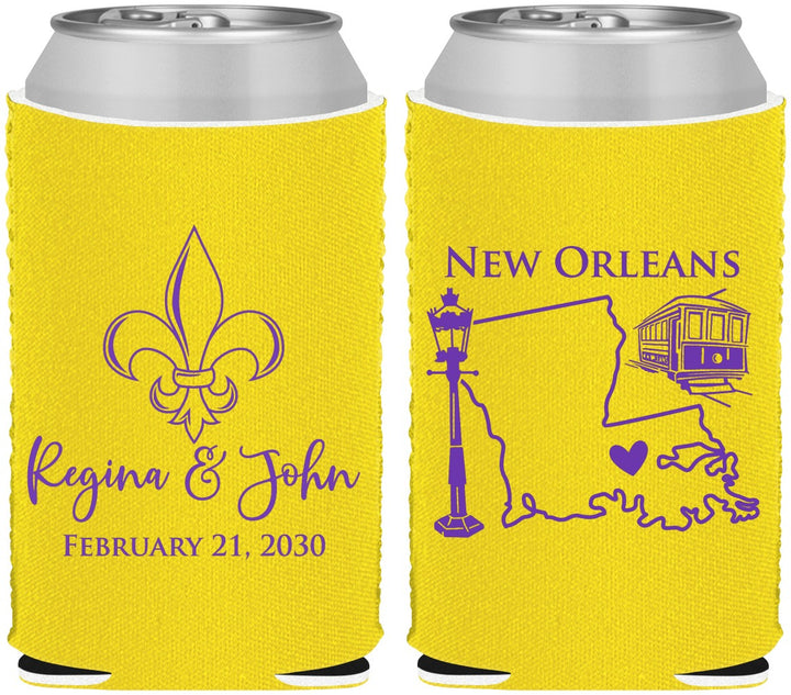 Custom Wedding Neoprene Can Coolers - New Orleans | 334
