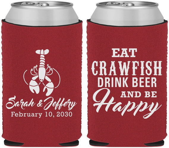 Custom Wedding Neoprene Can Coolers - Crawfish Boil | 335