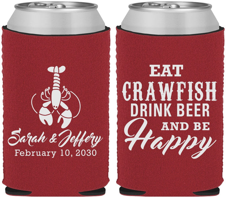 Custom Wedding Neoprene Can Coolers - Crawfish Boil | 335