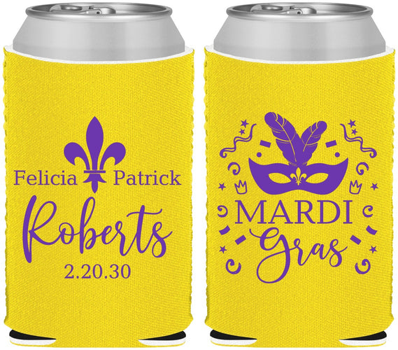 Custom Wedding Neoprene Can Coolers - Mardi Gras | 339