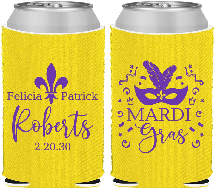 Custom Wedding Neoprene Can Coolers - Mardi Gras | 339