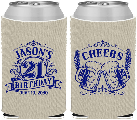 Custom 21st Birthday Neoprene Can Coolers - Cheers | 340001