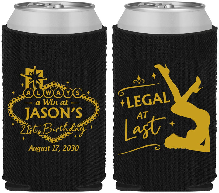 Custom 21st Birthday Neoprene Can Coolers - Legal At Last Vegas | 340002