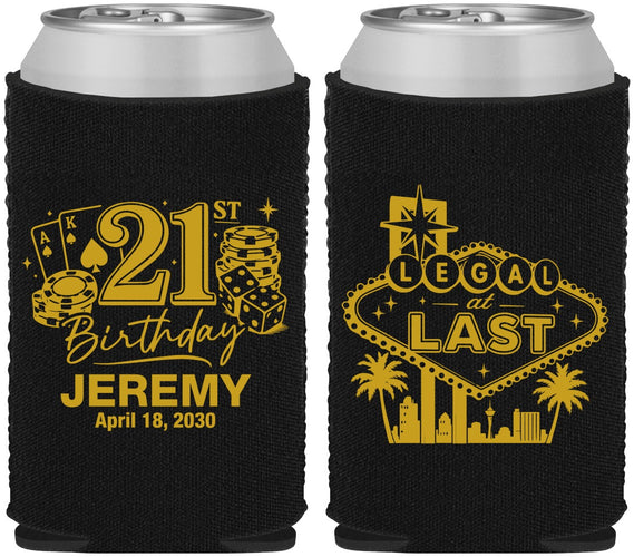 Custom 21st Birthday Neoprene Can Coolers - Legal At Last Vegas | 340003
