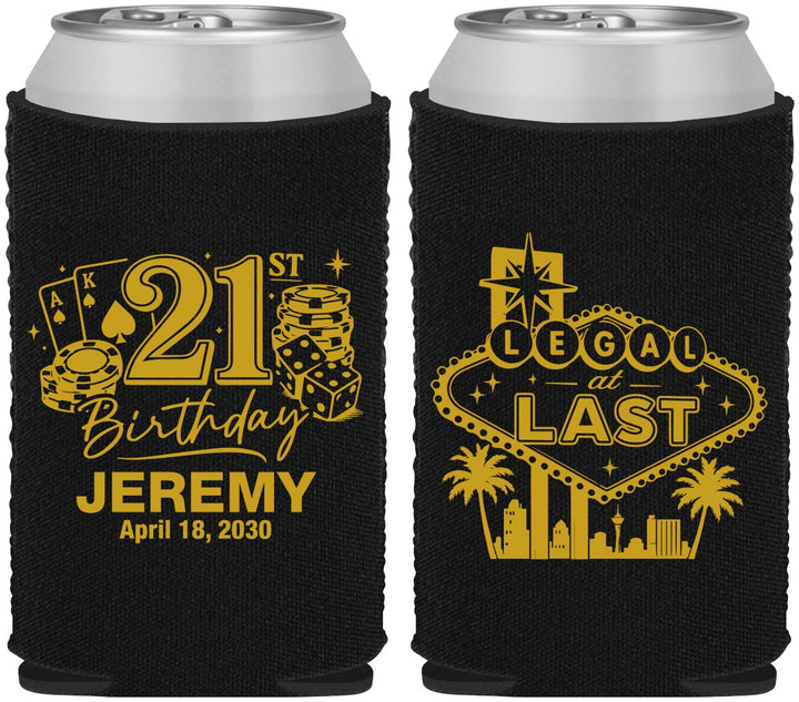 Custom 21st Birthday Neoprene Can Coolers - Legal At Last Vegas | 340003