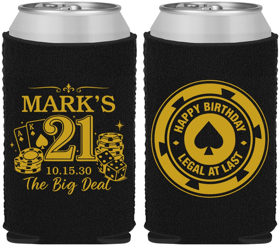 Custom 21st Birthday Neoprene Can Coolers - Legal At Last Vegas | 340004